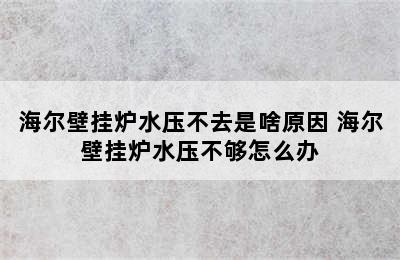 海尔壁挂炉水压不去是啥原因 海尔壁挂炉水压不够怎么办